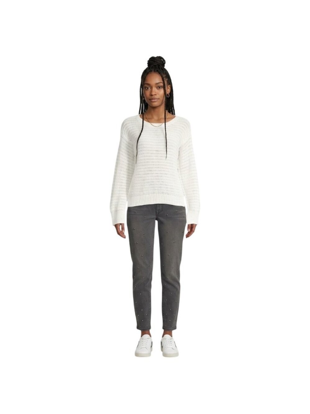 Joie Ivory Open Knit Crochet Sweater S Casual Lightweight Ramie Neutral Waffle